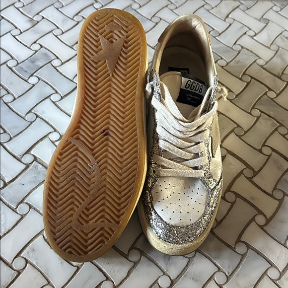 Rare! Golden Goose Women's Glitter Silver and White Sneakers - ball star size 38 - Picture 3 of 7